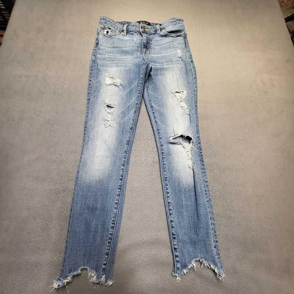 Lucky Brand Jeans Womens 4 Blue Ava Mid Rise Skinny Stretch Distressed Denim